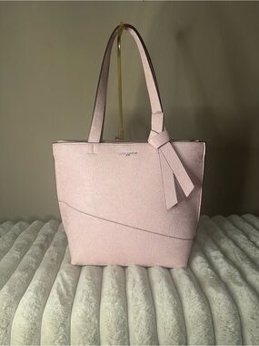 Karl Lagerfeld Paris Chantelle Tote Pink Floral Embossed Lace Bag
